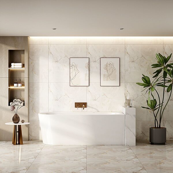 Nova Ultra-Thin Corner Bathtub - Gloss White - Image 2