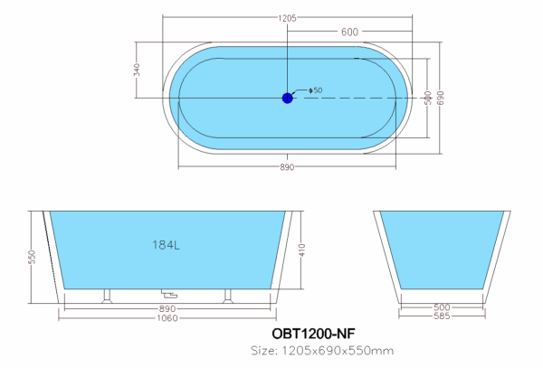 Opal Free Standing Bathtub Mini Gloss White - Image 4