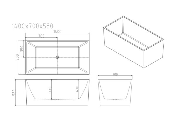 Orta Multi-Fit Freestanding Bathtub - Gloss White - Image 7