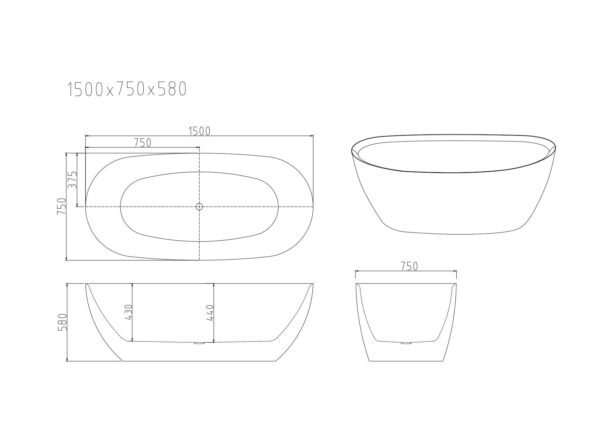 Pilato Freestanding Bathtub - Gloss White & Matt White - Image 5