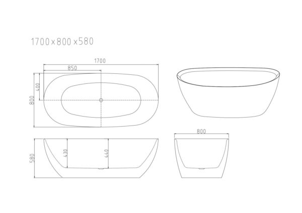 Pilato Freestanding Bathtub - Gloss White & Matt White - Image 6