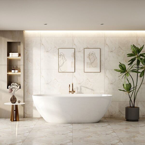 Pilato Freestanding Bathtub - Gloss White & Matt White - Image 2
