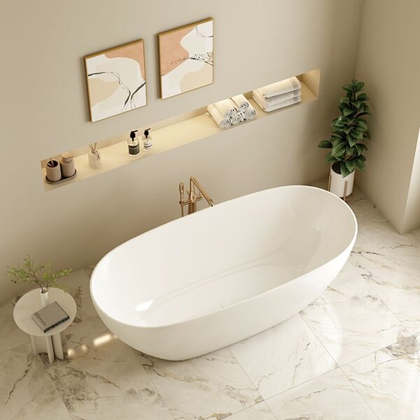 Pilato Freestanding Bathtub - Gloss White & Matt White - Image 3