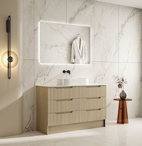 Fluted Rhea 1200mm Freestanding Cabinet - Natural Oak - Image 2