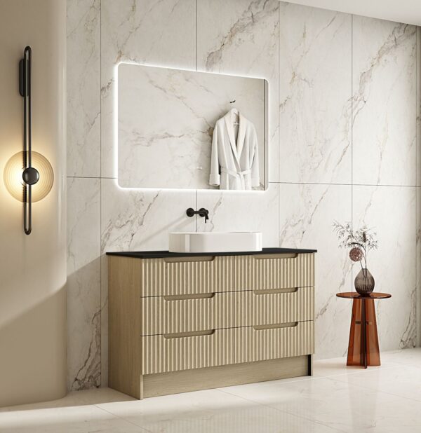 Fluted Rhea 1200mm Freestanding Cabinet - Natural Oak - Image 11