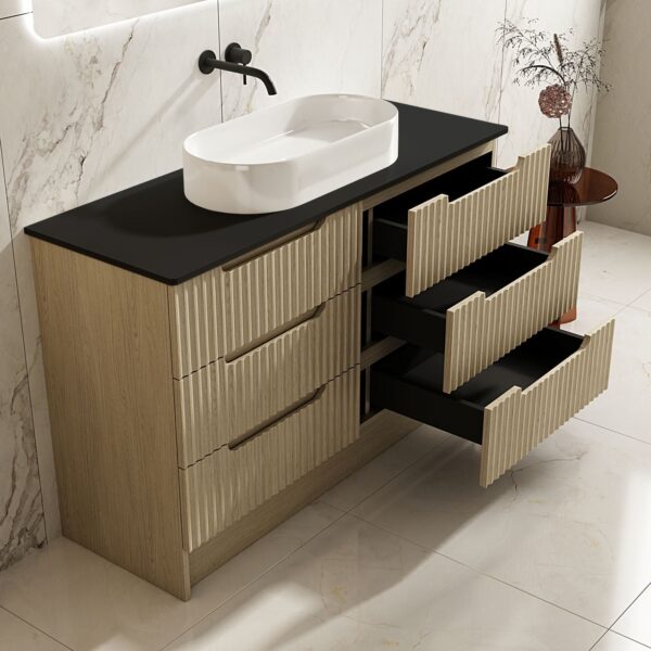 Fluted Rhea 1200mm Freestanding Cabinet - Natural Oak - Image 10