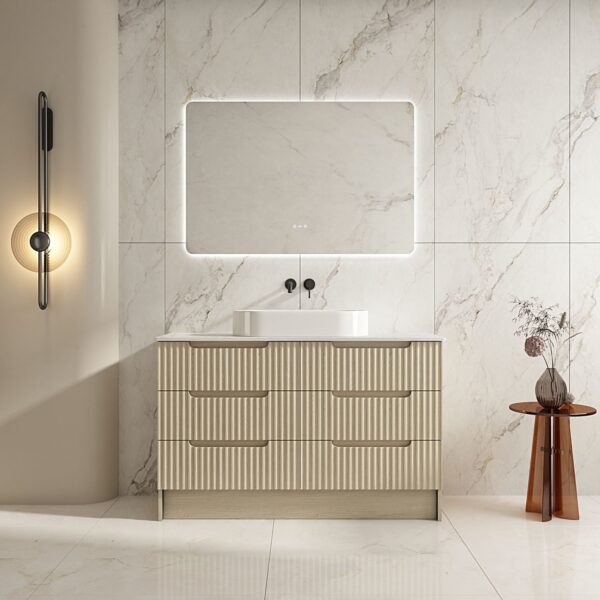 Fluted Rhea 1200mm Freestanding Cabinet - Natural Oak - Image 9