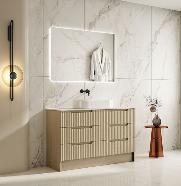 Fluted Rhea 1200mm Freestanding Cabinet - Natural Oak - Image 8