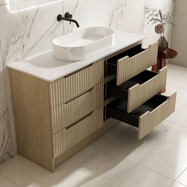 Fluted Rhea 1200mm Freestanding Cabinet - Natural Oak - Image 7