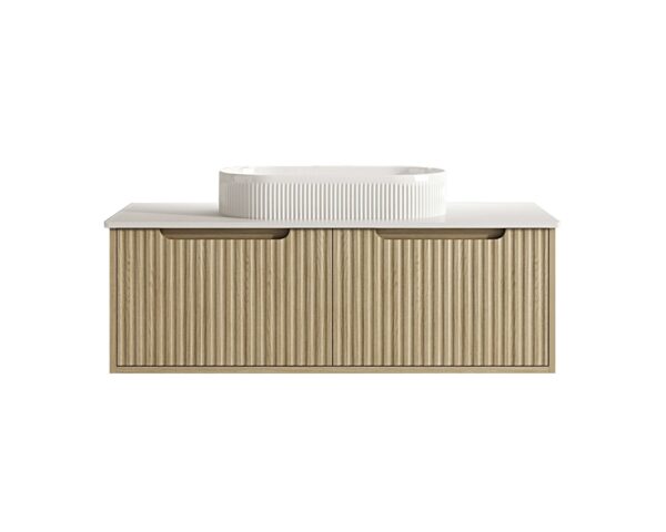Fluted Rhea 1200mm Wall-Hung Cabinet - Natural Oak - Image 4