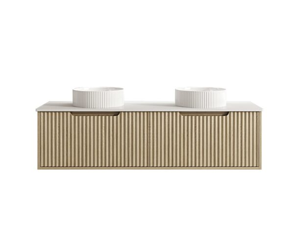 Fluted Rhea 1500mm Wall-Hung Cabinet - Natural Oak - Image 4