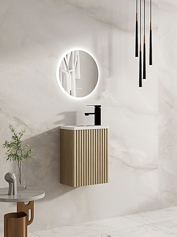 Fluted Rhea 400mm Wall-Hung Cabinet - Natural Oak - Image 2