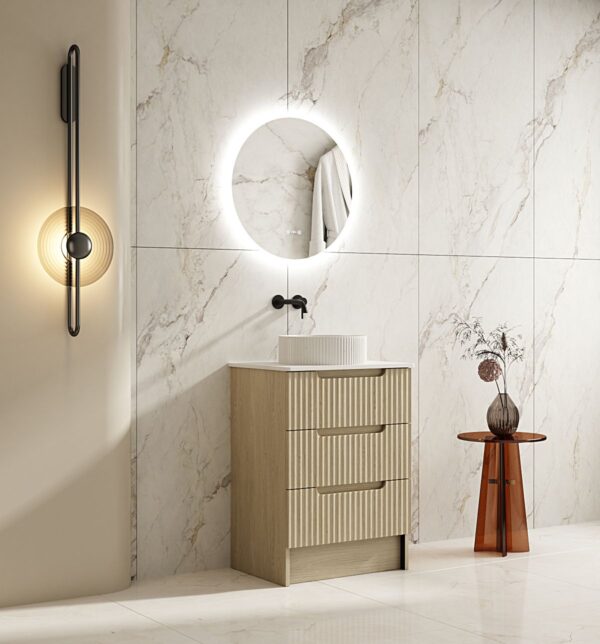 Fluted Rhea 600mm Freestanding Cabinet - Natural Oak - Image 2