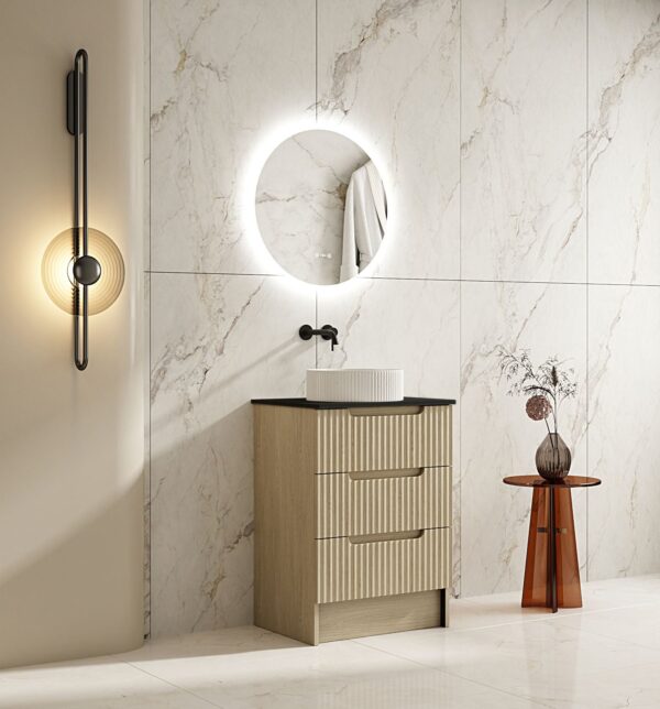 Fluted Rhea 600mm Freestanding Cabinet - Natural Oak - Image 11