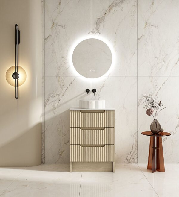 Fluted Rhea 600mm Freestanding Cabinet - Natural Oak - Image 9
