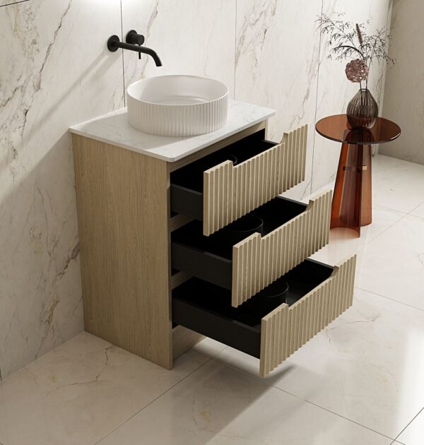 Fluted Rhea 600mm Freestanding Cabinet - Natural Oak - Image 7