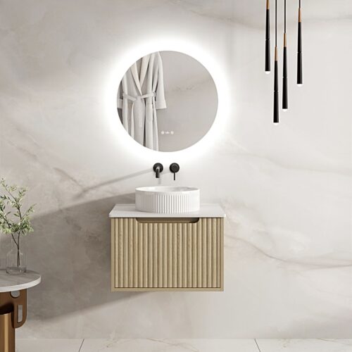 Fluted Rhea 600mm Freestanding Cabinet - Natural Oak