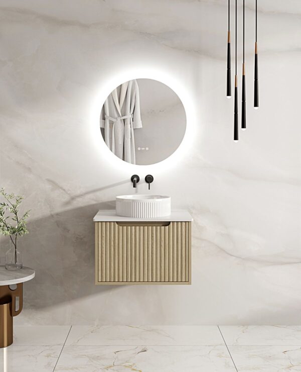 Fluted Rhea 600mm Freestanding Cabinet - Natural Oak