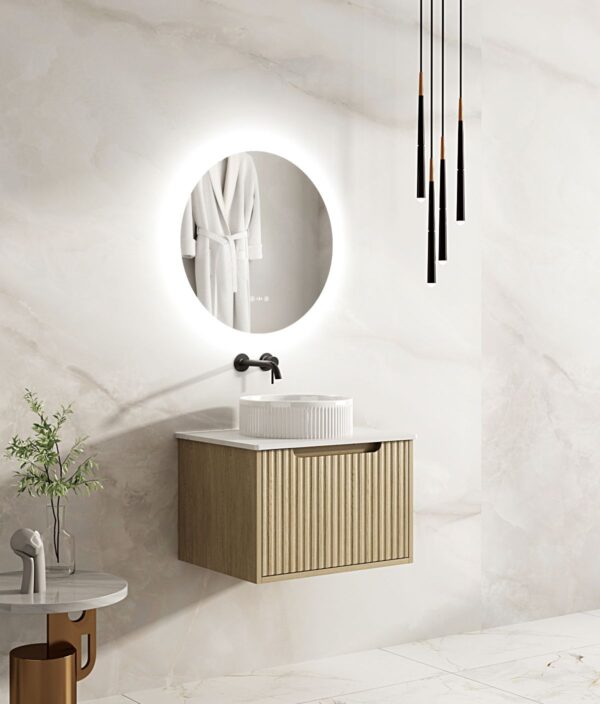 Fluted Rhea 600mm Freestanding Cabinet - Natural Oak - Image 2