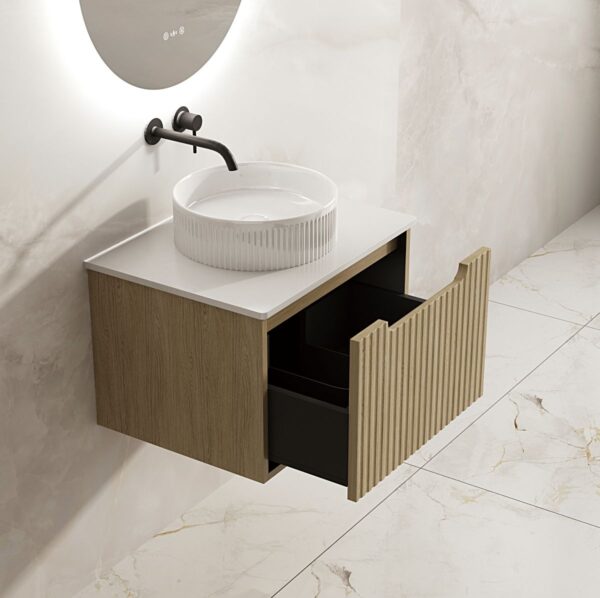 Fluted Rhea 600mm Freestanding Cabinet - Natural Oak - Image 3