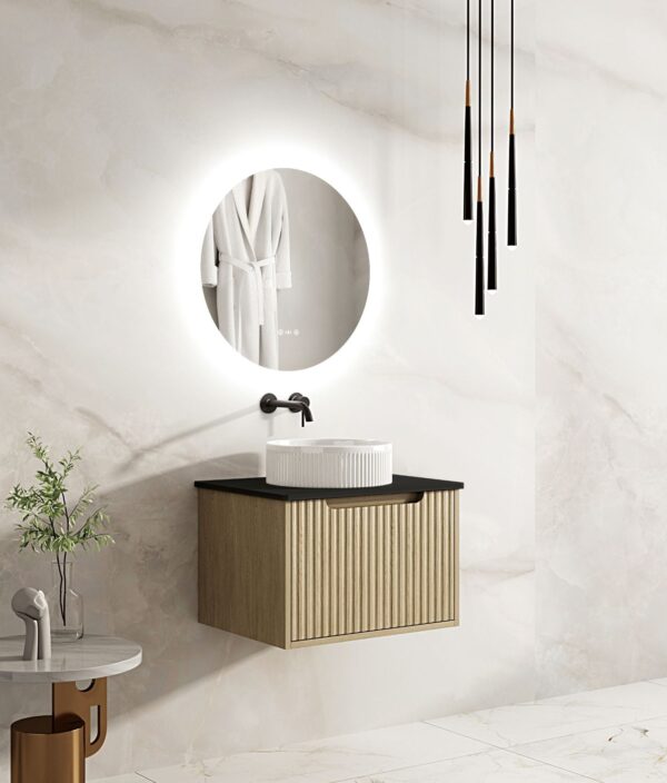 Fluted Rhea 600mm Freestanding Cabinet - Natural Oak - Image 11