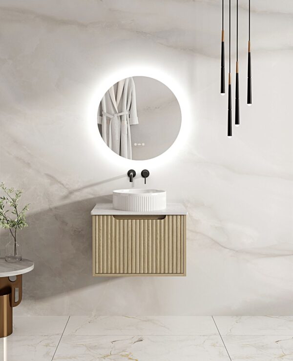 Fluted Rhea 600mm Freestanding Cabinet - Natural Oak - Image 9