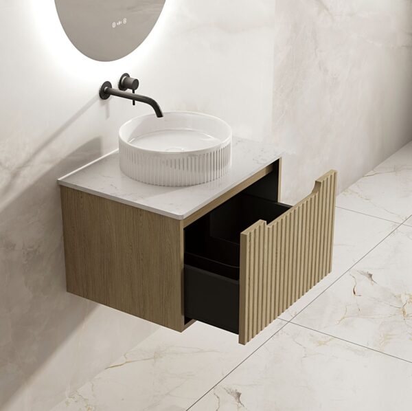 Fluted Rhea 600mm Freestanding Cabinet - Natural Oak - Image 7