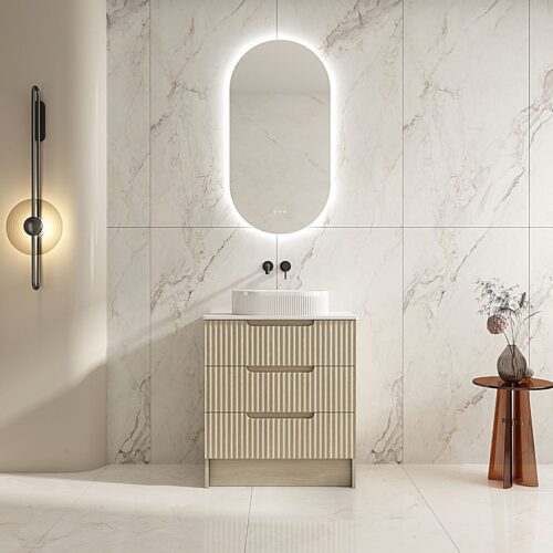 Fluted Rhea 750mm Freestanding Cabinet - Natural Oak