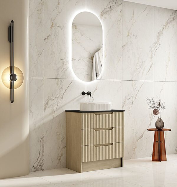 Fluted Rhea 750mm Freestanding Cabinet - Natural Oak - Image 11