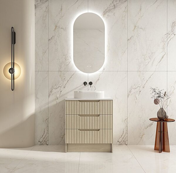 Fluted Rhea 750mm Freestanding Cabinet - Natural Oak - Image 9
