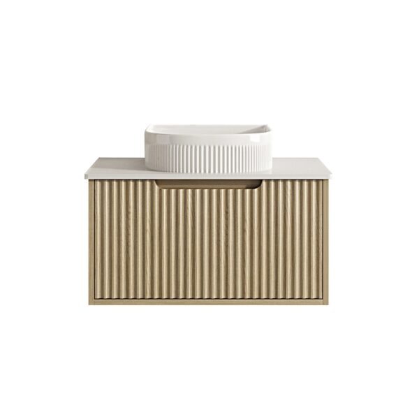 Fluted Rhea 750mm Wall-Hung Cabinet - Natural Oak - Image 4