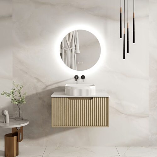 Fluted Rhea 750mm Wall-Hung Cabinet - Natural Oak