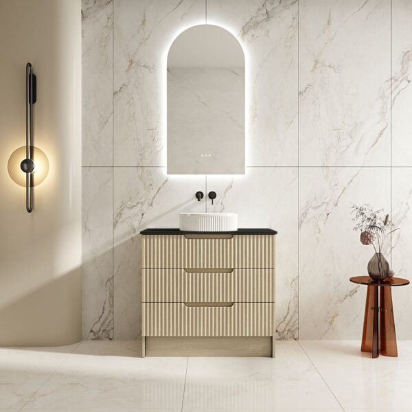 Fluted Rhea 900mm Freestanding Cabinet - Natural Oak - Image 12