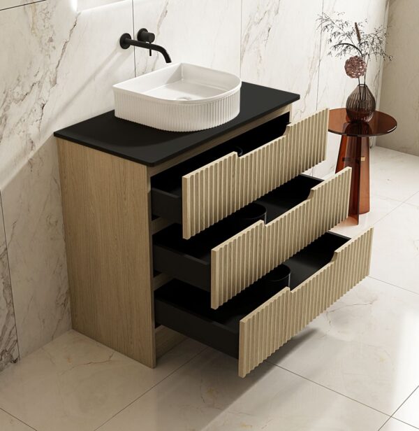 Fluted Rhea 900mm Freestanding Cabinet - Natural Oak - Image 10
