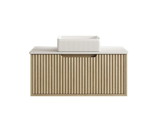 Fluted Rhea 900mm Wall-Hung Cabinet - Natural Oak - Image 4