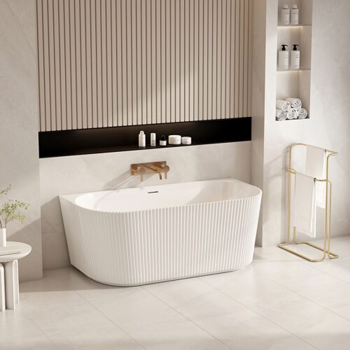Rose Fluted Back-to-Wall Bathtub - Matt White