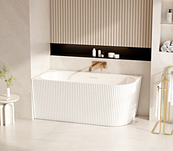 Rose V-Groove Corner Bathtub - Matt White - Image 4