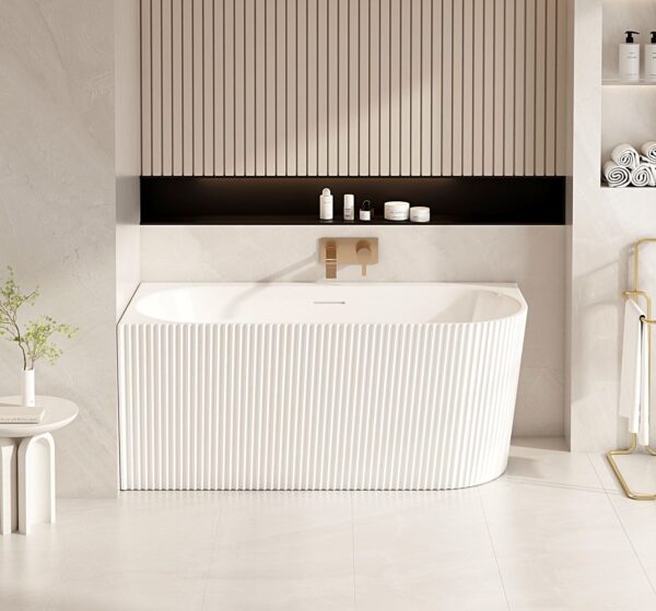 Rose V-Groove Corner Bathtub - Matt White - Image 5
