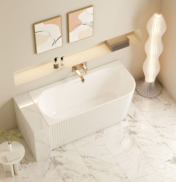 Rose V-Groove Corner Bathtub - Matt White - Image 7