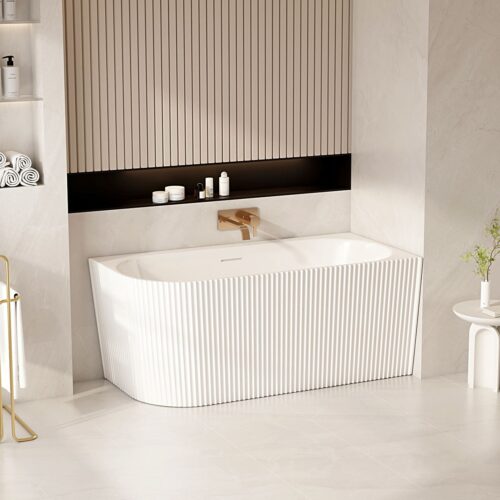 Rose V-Groove Corner Bathtub - Matt White