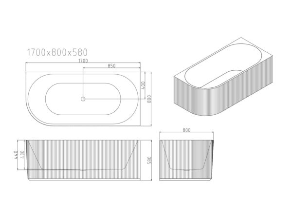 Rose V-Groove Corner Bathtub - Matt White - Image 10
