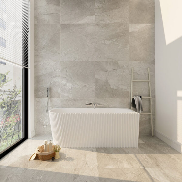 Rose V-Groove Corner Bathtub - Matt White - Image 2