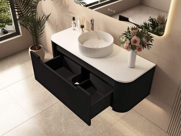 Rome 1200mm Wall-Hung Cabinet - Matt Black - Image 3