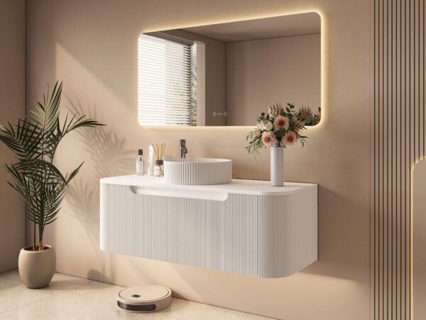 Rome 1200mm Wall-Hung Cabinet - Matt White - Image 2