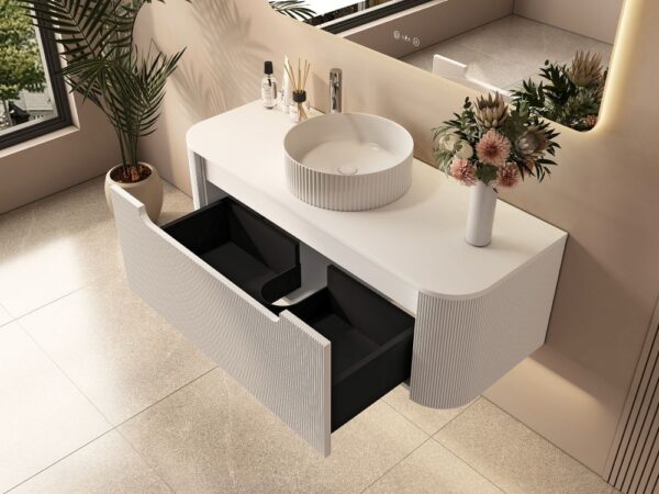 Rome 1200mm Wall-Hung Cabinet - Matt White - Image 3