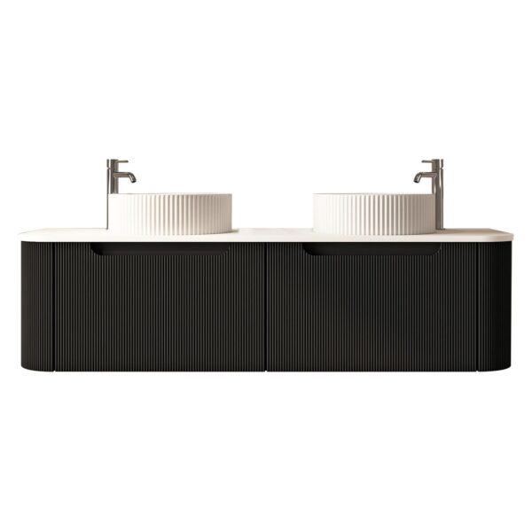 Rome 1500mm Wall-Hung Cabinet - Matt Black - Image 4