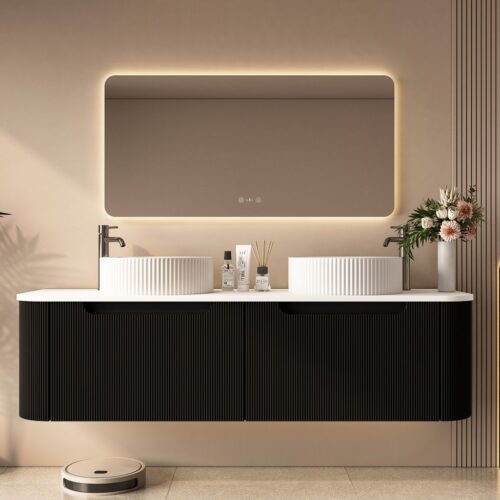 Rome 1500mm Wall-Hung Cabinet - Matt Black
