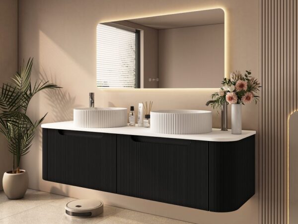 Rome 1500mm Wall-Hung Cabinet - Matt Black - Image 2