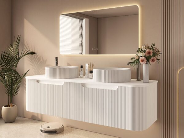 Rome 1500mm Wall-Hung Cabinet - Matt White - Image 2