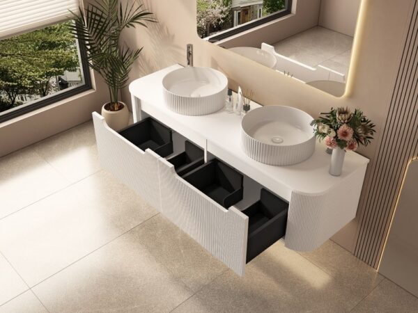 Rome 1500mm Wall-Hung Cabinet - Matt White - Image 3